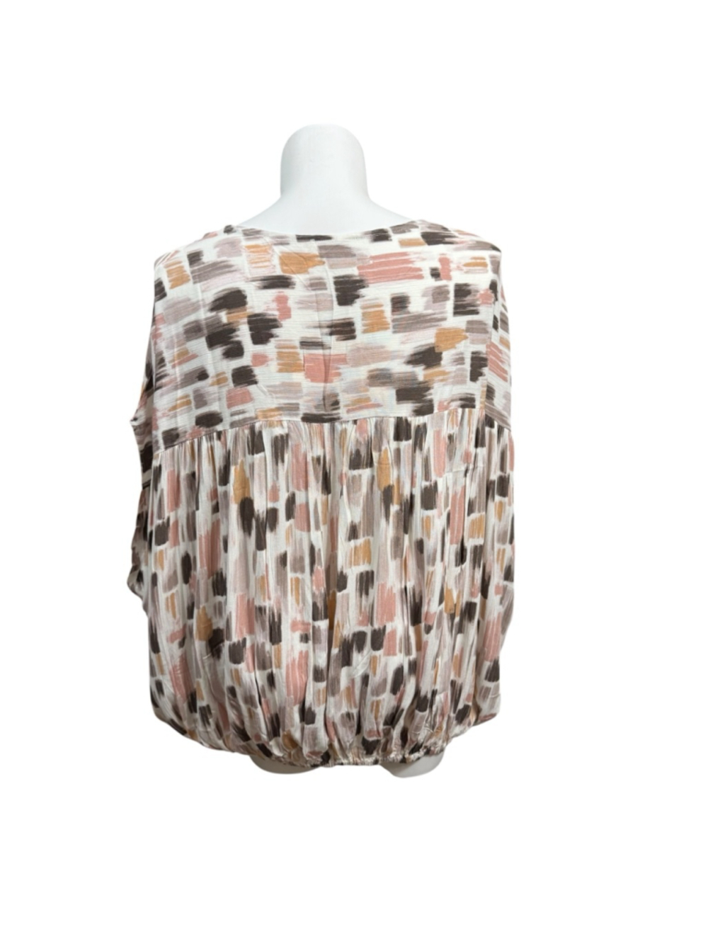 ODDI Abstract Brush Print Bubble Hem Blouse 3XL Boho Peasant Top NWT - Picture 5 of 9